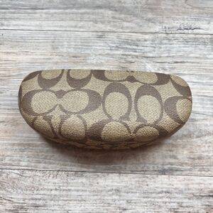 Coach Signature Canvas Eyeglass Case Y2K Khaki Brown Hard Shell Glasses Case